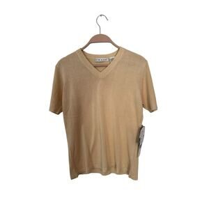 vintage Chaus Silk short sleeve v-neck sweater top‎ size medium womens new cameo